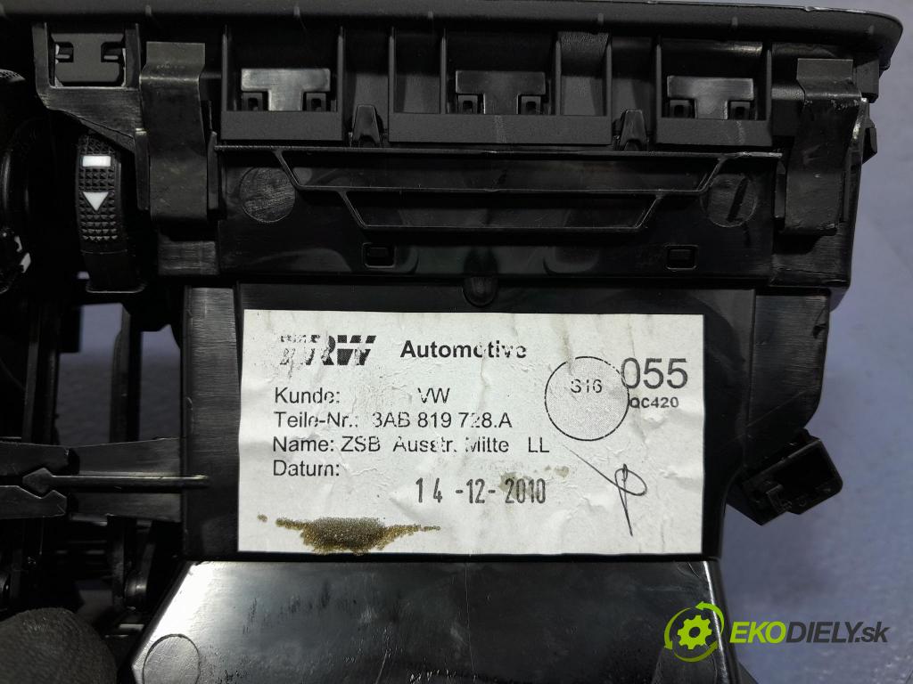 Vw Passat 2011 Mřížky Proud vzduchu Vzduch: 3AB819728A