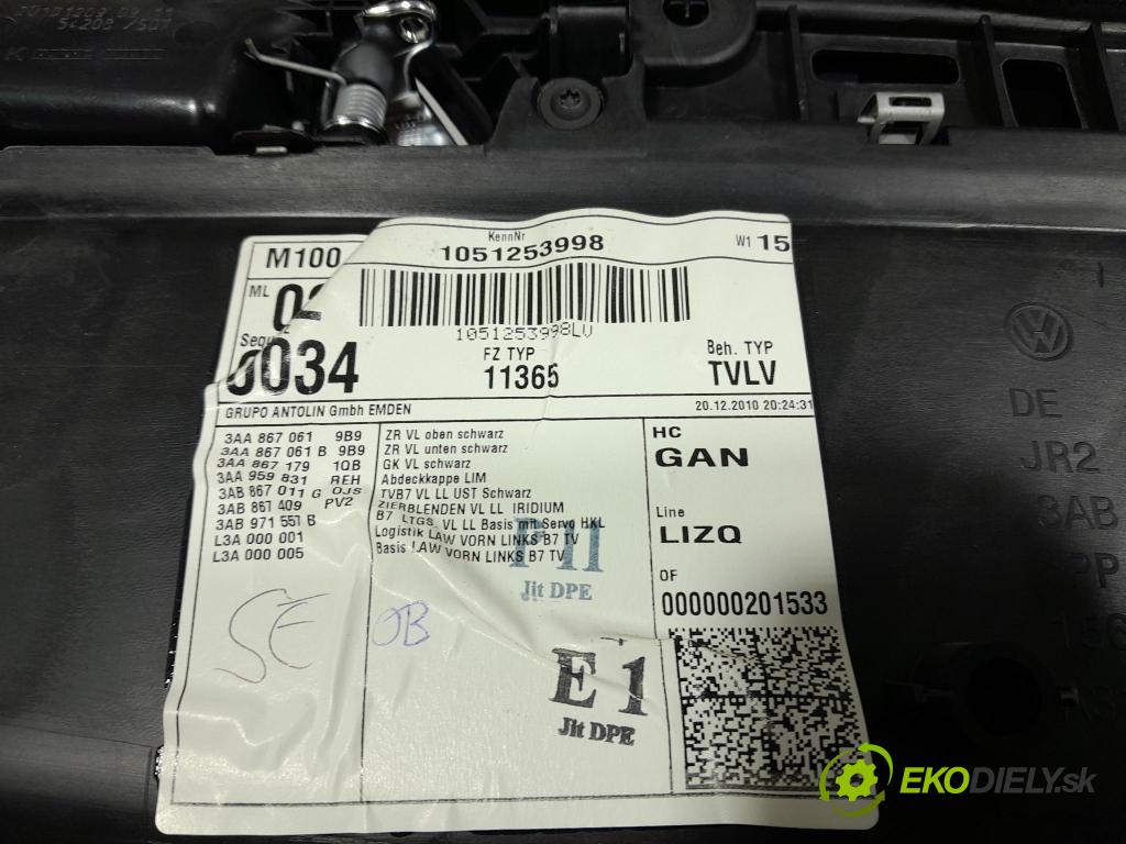 Vw Passat 2011 Tapacír: dveře před levá 3AB867011