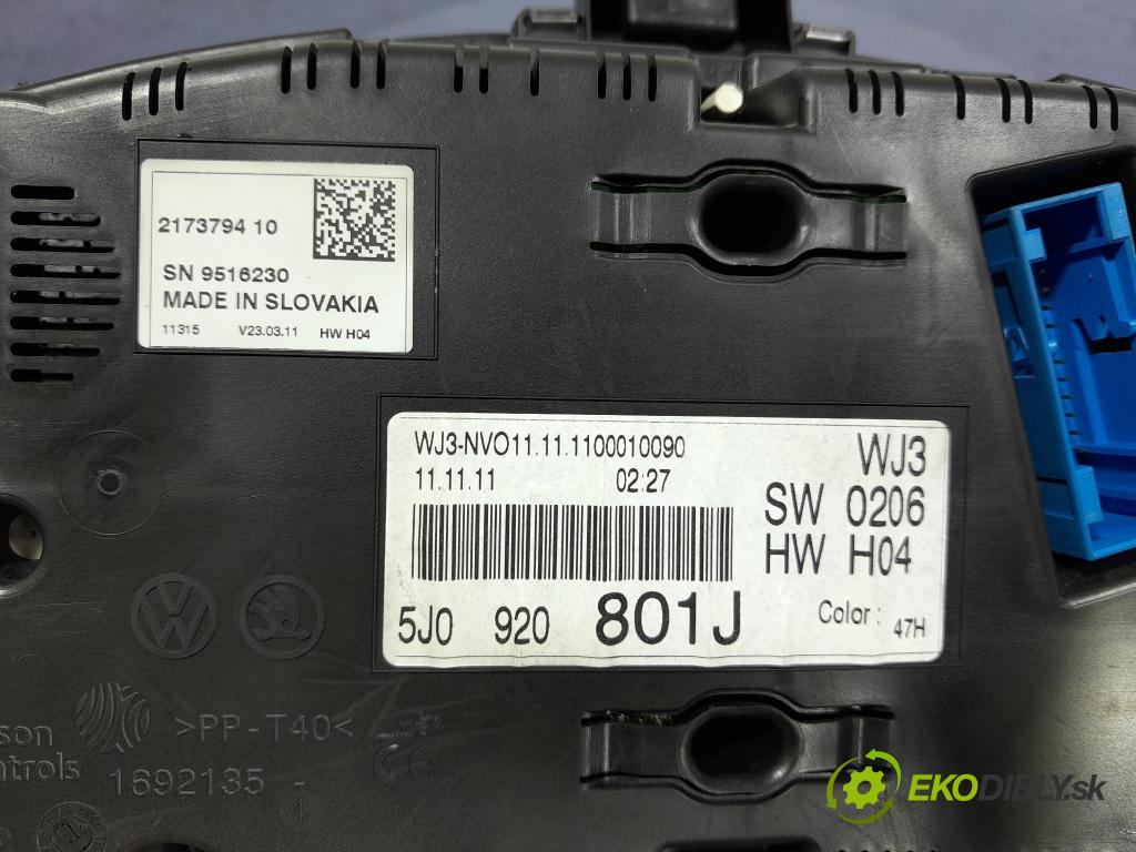 Skoda Fabia 2011 Přístrojová deska 5J0920801J