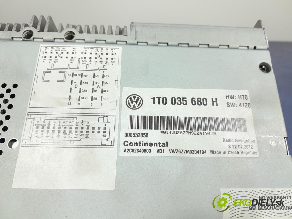 Vw Passat 2012 Radio I Navigace: 1T0035680H