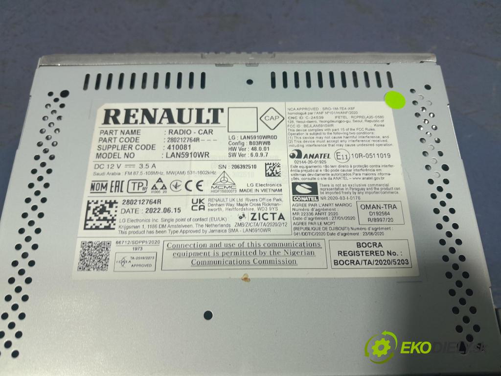 Dacia Sandero 2022 Radio I Navigácia: 280212764R