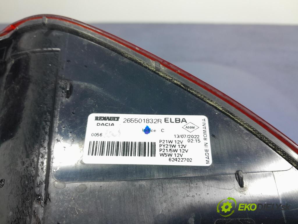Dacia Sandero 2022 svetlo / reflektor zad Prava: Vonkajsia: 265501832R