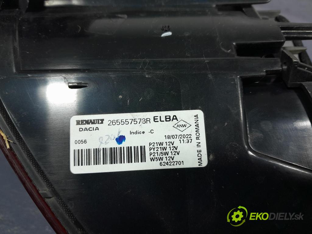 Dacia Sandero 2022 svetlo / reflektor zad ľavá Vonkajsia: 265557573R