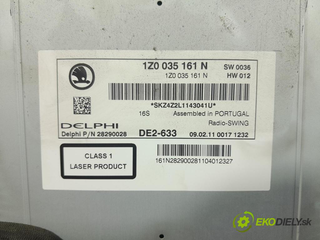 Skoda Octavia 2011 Radio I Navigace: 1Z0035161N