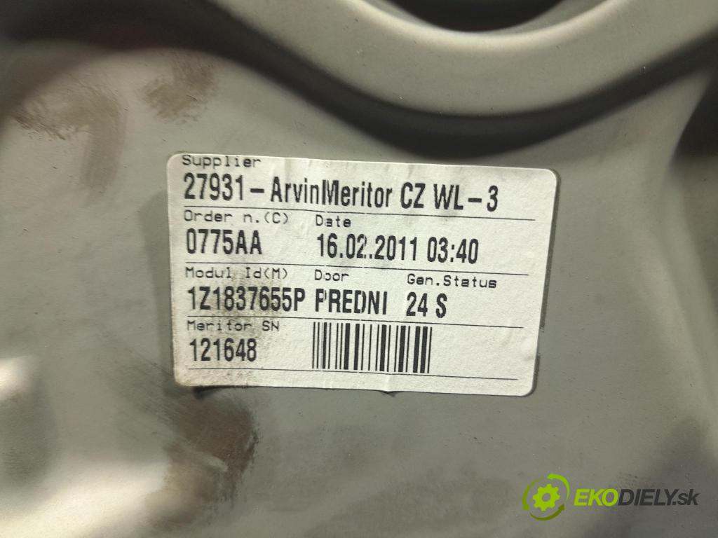 Skoda Octavia 2011 mechanismus stahování Sklenka: před Levý: 1Z1837655P