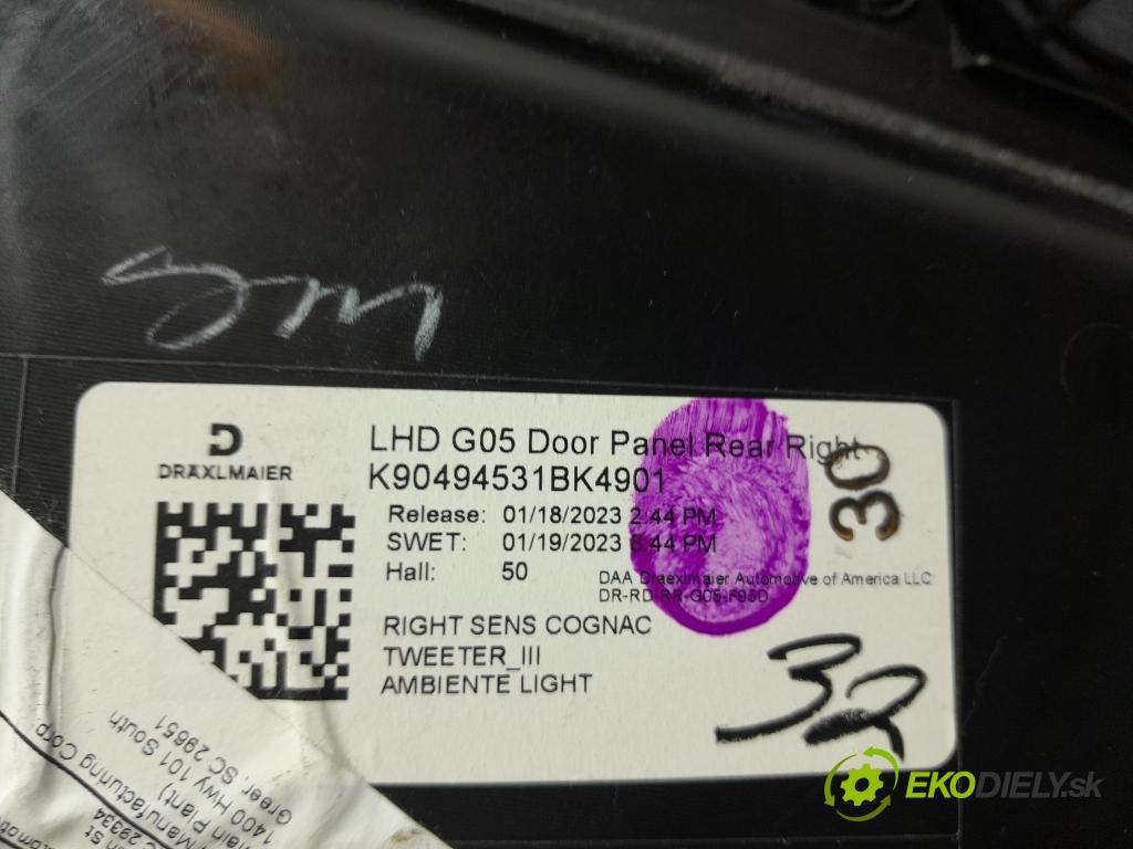 Bmw X5 2023 Čalounictví: dvere zad Prava: