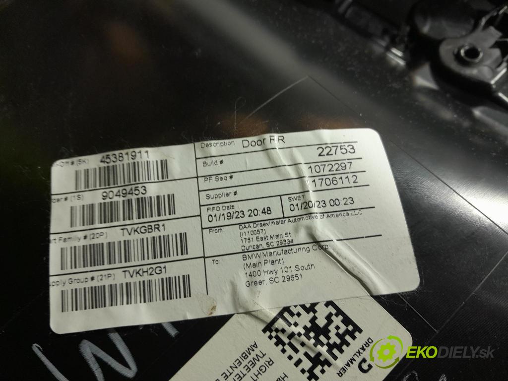 Bmw X5 2023 Čalounictví: dvere zad Prava: