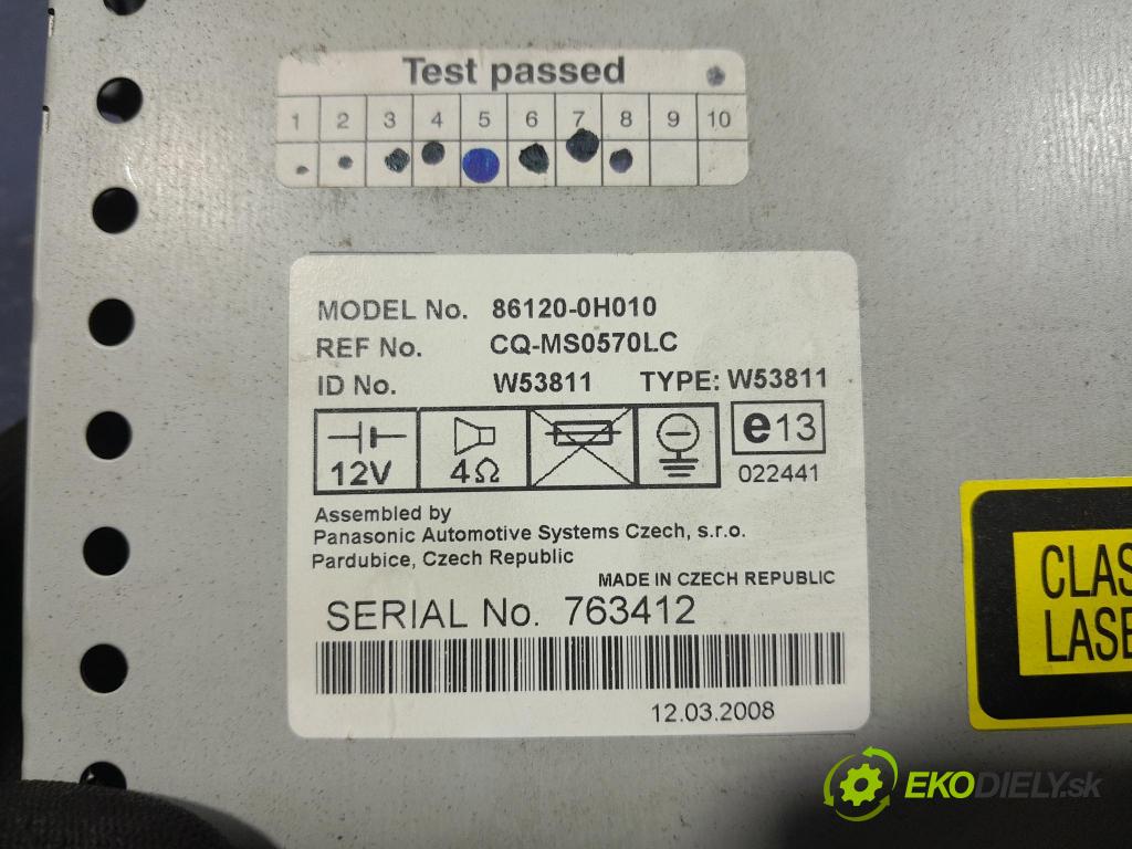 Toyota Aygo 2008 Radio I Navigácia: 86120-0H010