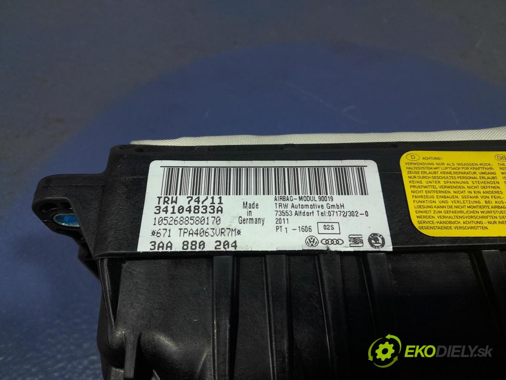 Vw Passat 2011 Airbag: Cestujúcí: x 3AA880204
