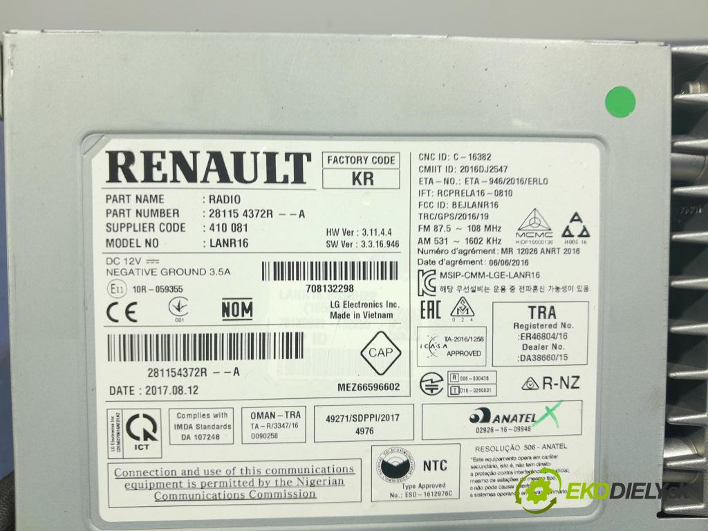 Renault Talisman 2017 Radio I Navigácia: 281154372R