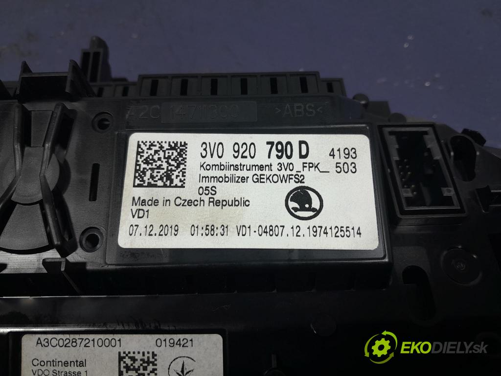 Skoda Superb 2019 prístrojovka/ budíky 3V0920790D