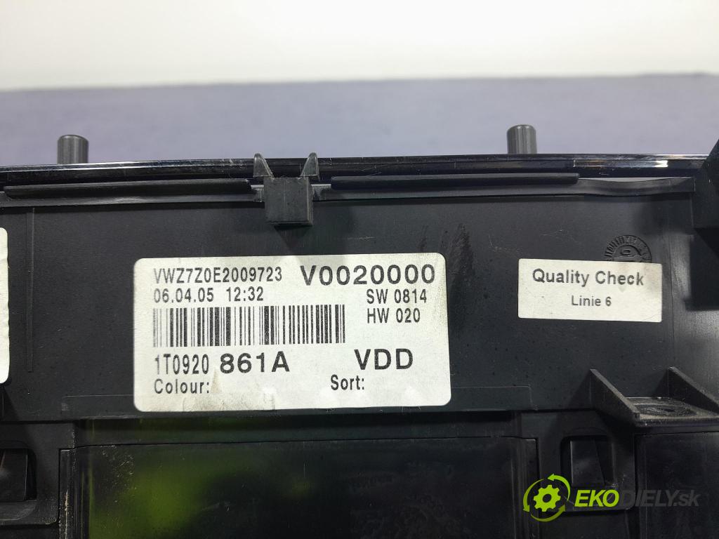 Vw Touran 2005 Přístrojová deska 1T0920961A