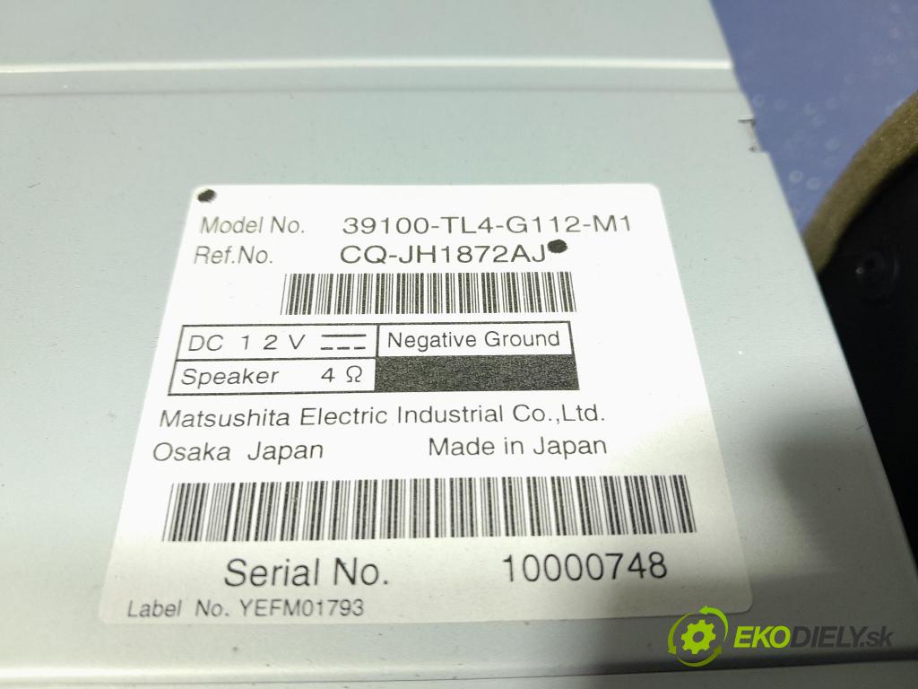 Honda Accord 2010 Radio I Navigace: 39100-TL4-G112-M