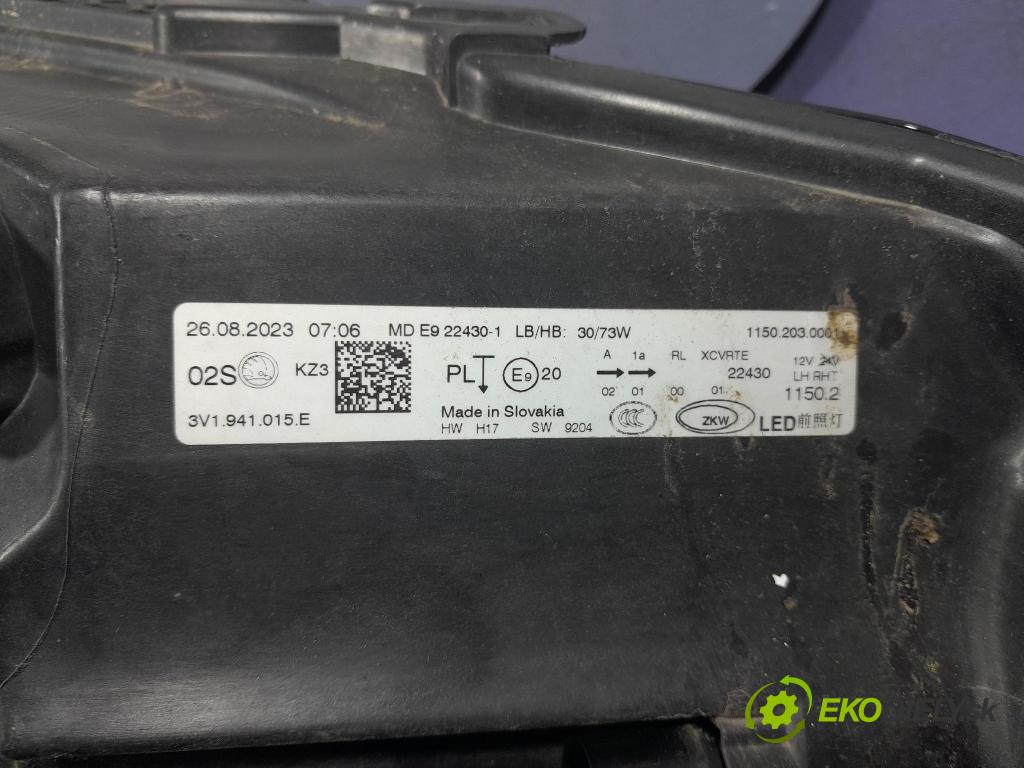 Skoda Superb 2019 Reflektor: Vľavo: 3V1941015E