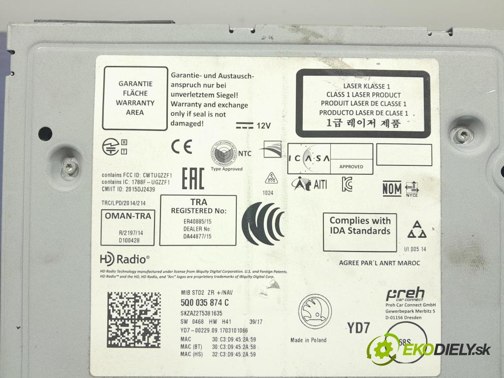 Skoda Octavia 2017 modul Navigacia: 5Q0035874C