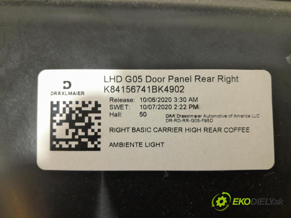 Bmw X5 2020 Tapacír: dveře Zad: Práva: