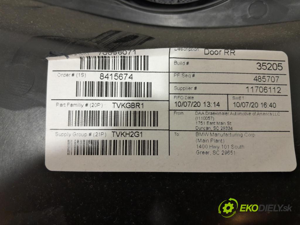 Bmw X5 2020 Tapacír: dveře Zad: Práva: 