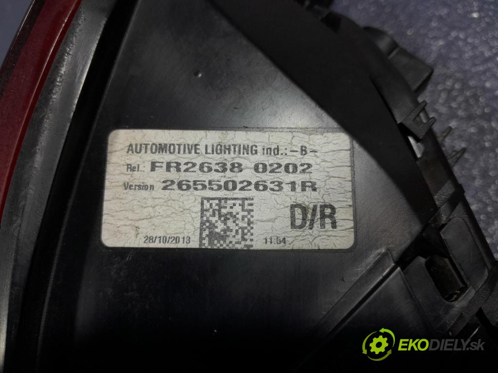 Renault Clio 2014 svetlo / reflektor zad Prava: Vonkajsia: 265502631R