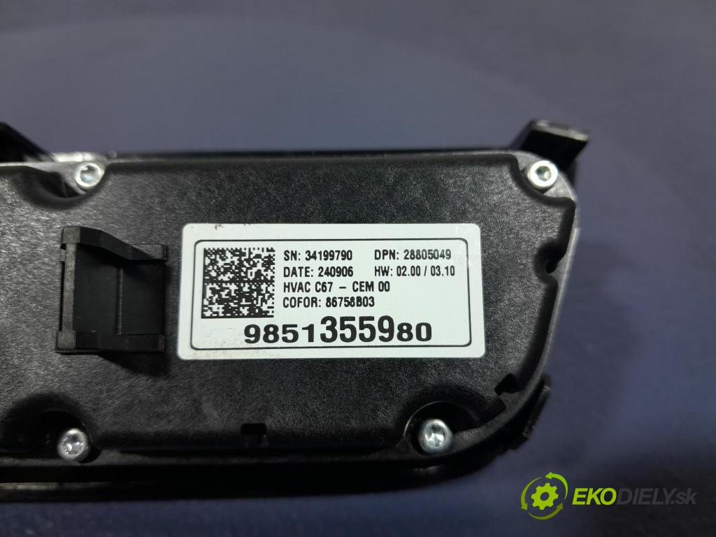 Opel Corsa 2024 prepínač Klimatizácia: Prúd vzduchu: 9851355980