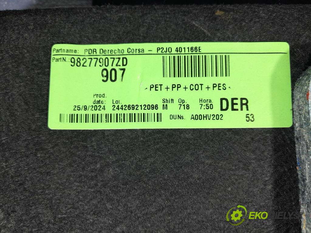 Opel Corsa 2024 Čalounictví: kufra: 98277907ZD