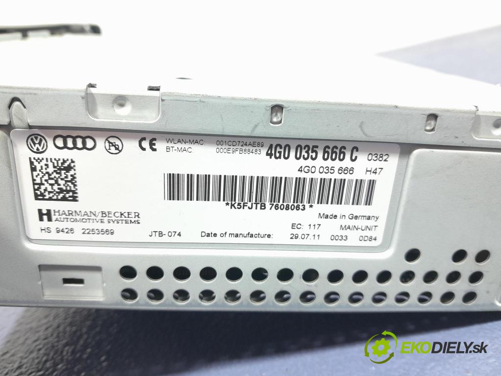 Audi A6 2011 Radio I Navigace: 4G0035666C