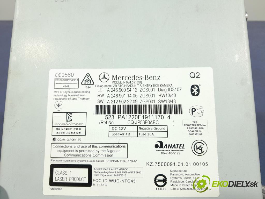 Mercedes A-klasa 2014 Radio I Navigácia: A2469009412