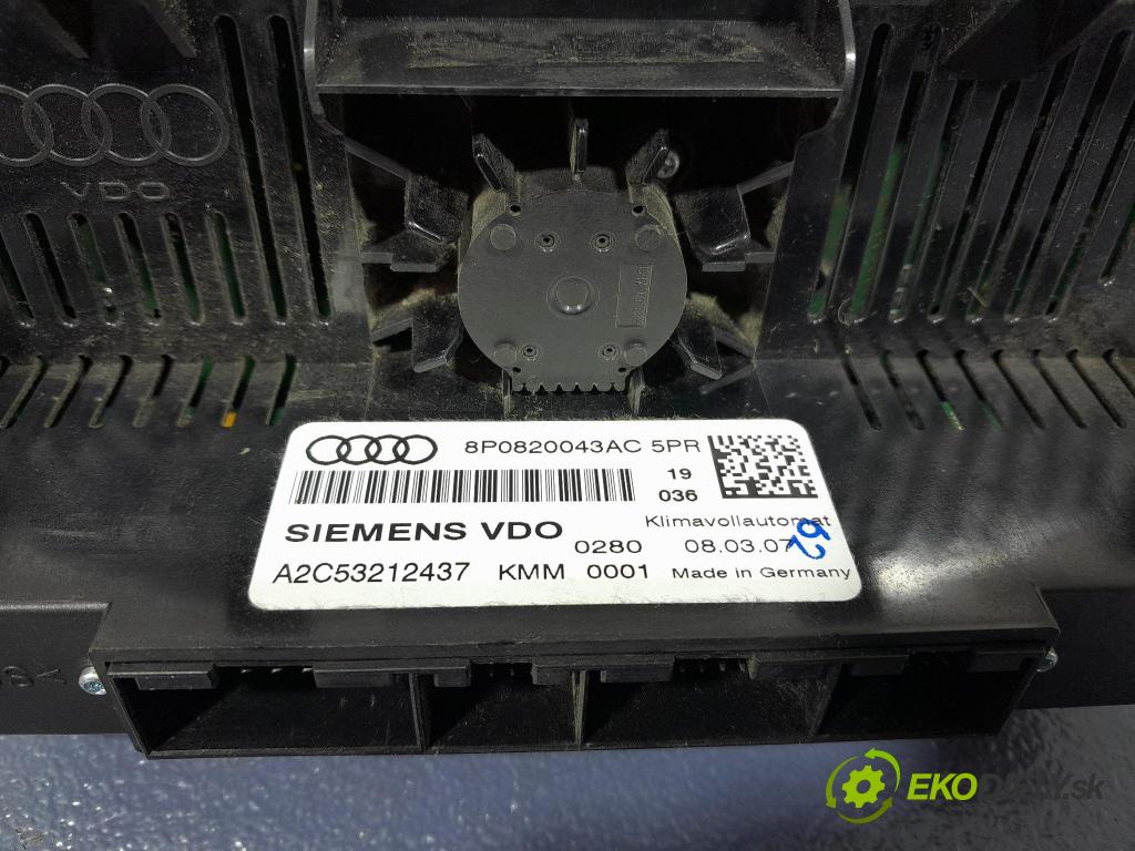 Audi A3 2007 prepínač Klimatizácia: Prúd vzduchu: 8P0820043AC