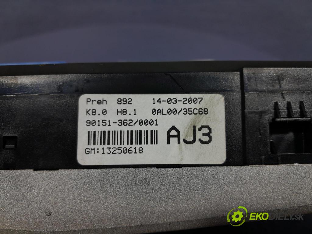 Opel Astra 2007 prepínač Klimatizácia: Prúd vzduchu: 13250618