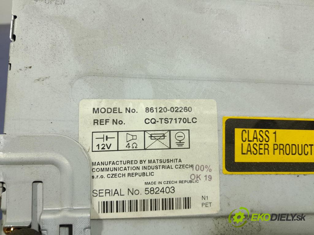 Toyota Corolla 2003 Radio I Navigace: 86120-02260