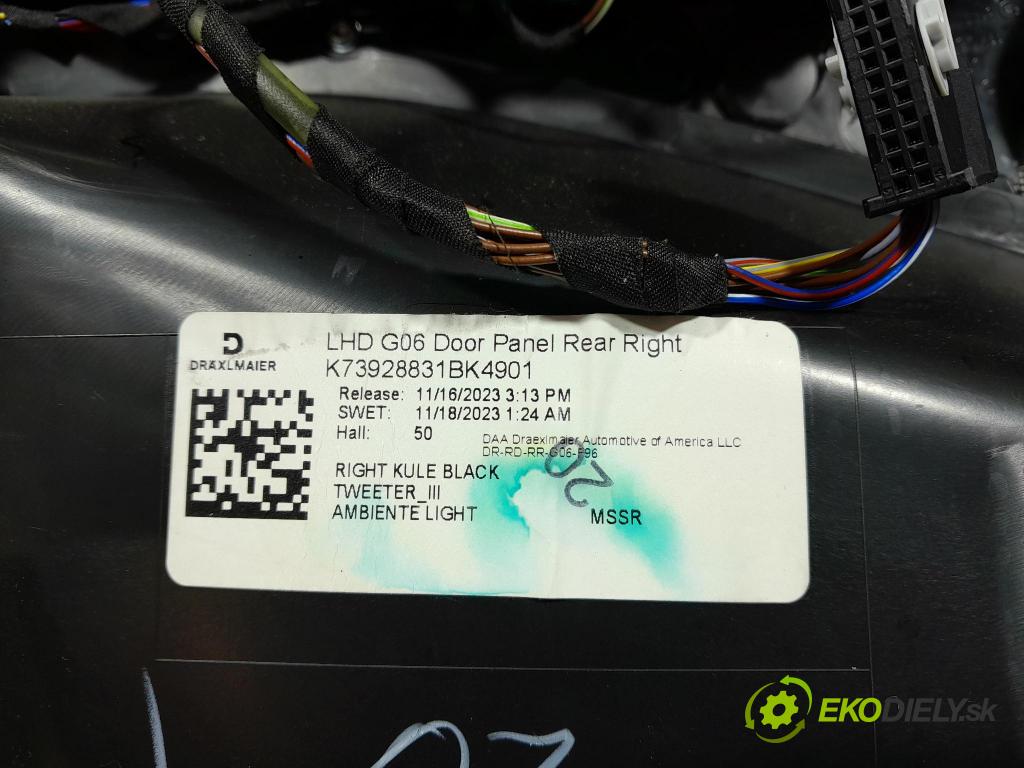 Bmw X6 2023 Čalounictví: dvere zad Prava: