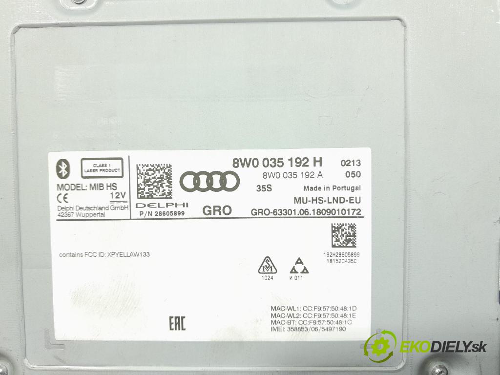 Audi A5 2018 Radio I Navigace: 8W0035192H