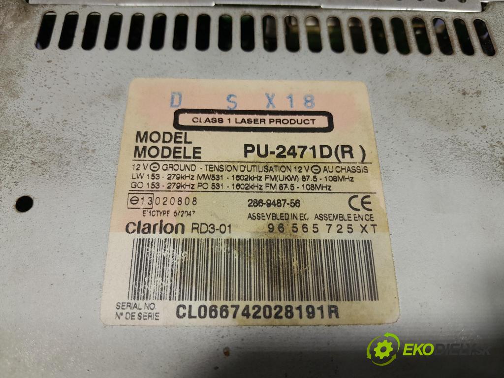 Peugeot 807 2004 Radio I Navigace: 96565725XT