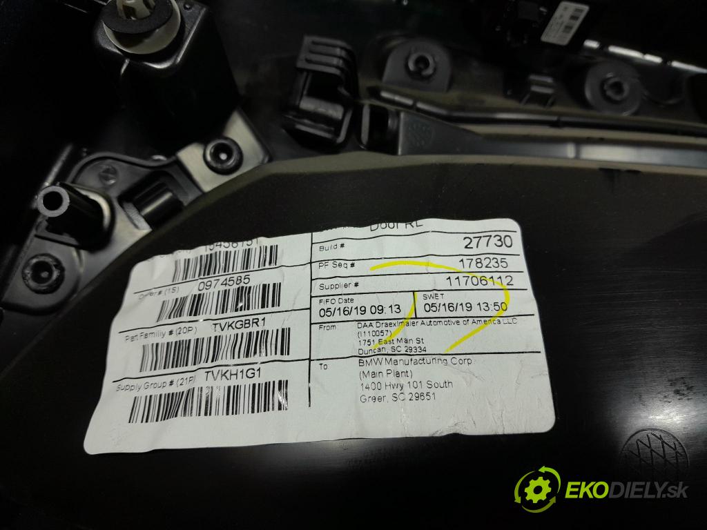 Bmw X6 2019 Čalounictví: dvere zad ľavá