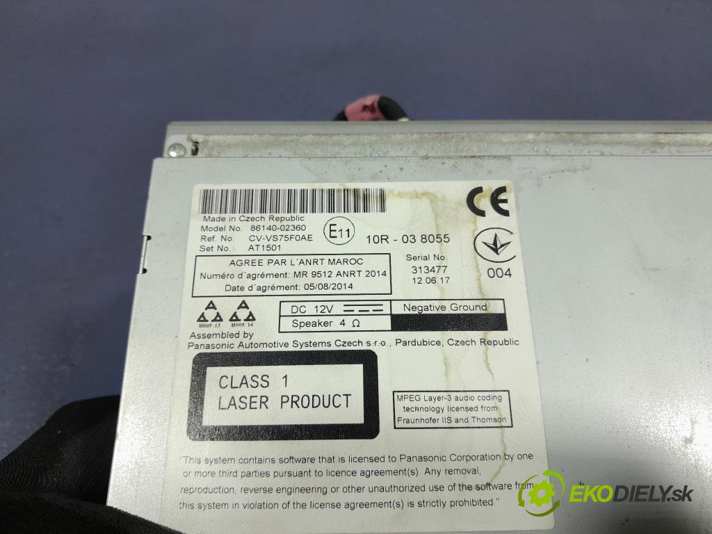 Toyota Auris 2017 Radio I Navigácia: 86140-02360