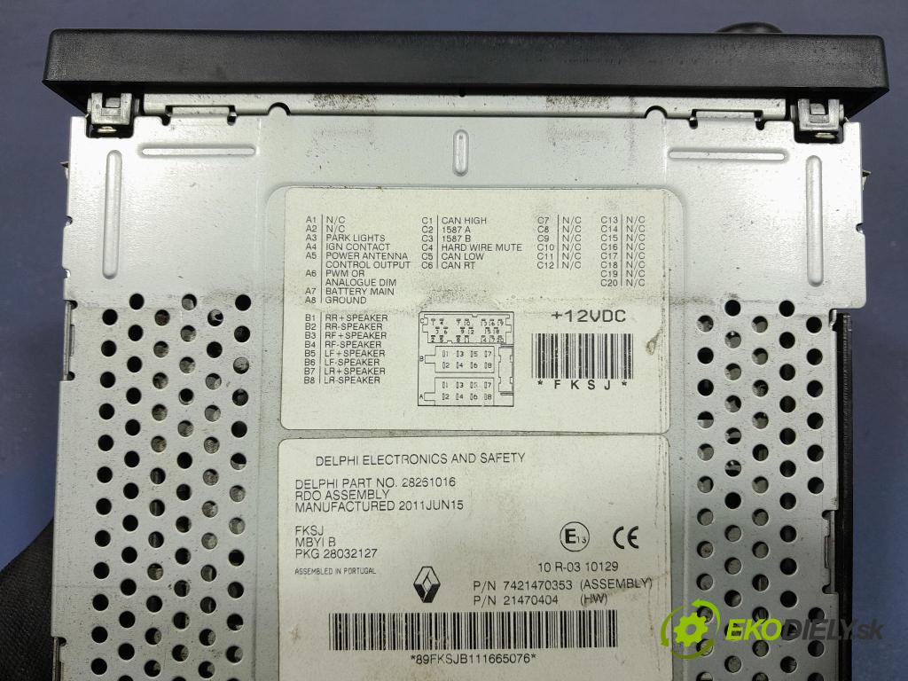 Renault Midlum 2011 Radio I Navigace: 7421470353