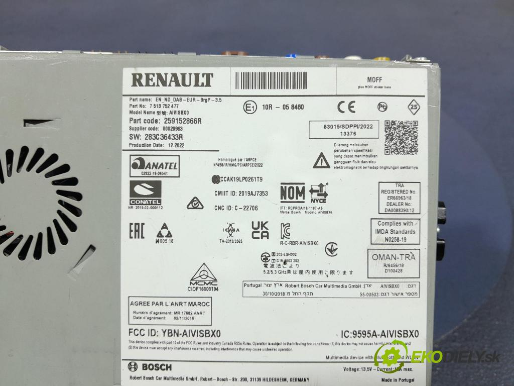 Renault Captur 2023 Radio I Navigace: 259152866R