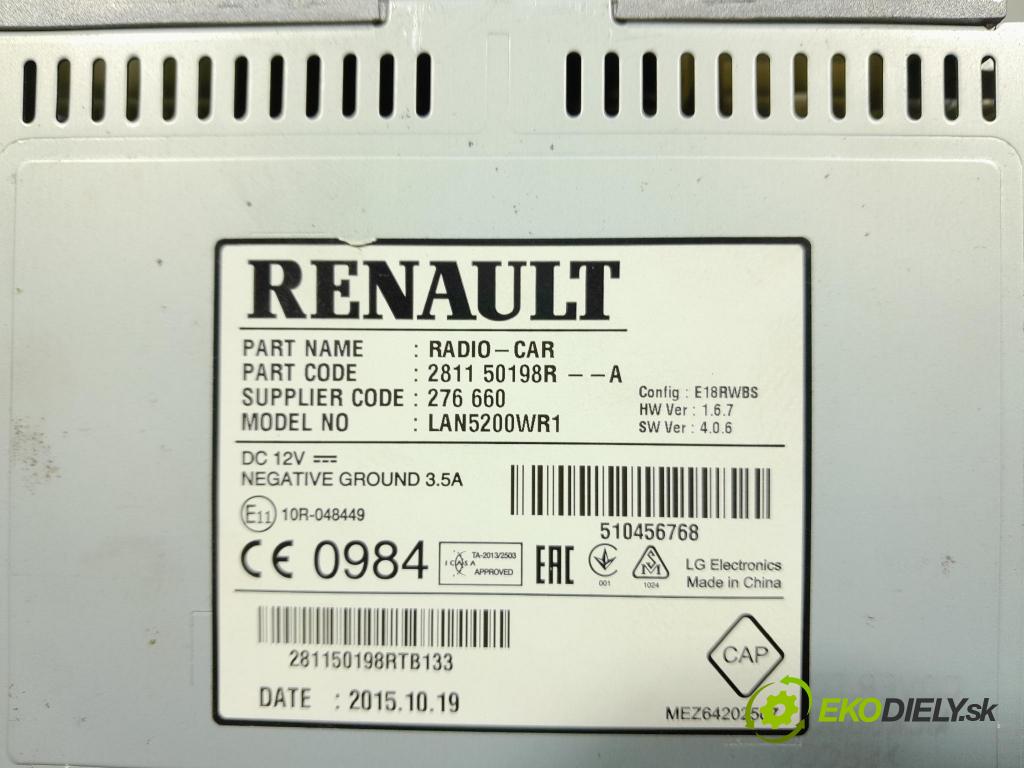 Renault Captur 2014 Radio I Navigácia: 281150198R