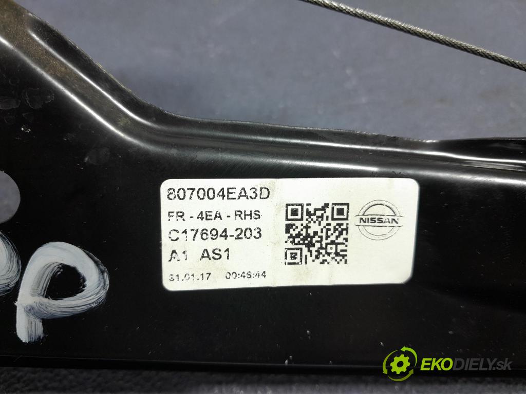 Nissan Qashqai 2017 mechanizmus okna Okná: Predné v pravo: 807004EA3D