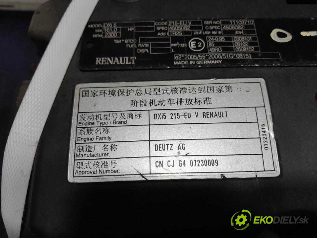 Renault Midlum 2011 motor Diesel DXi5