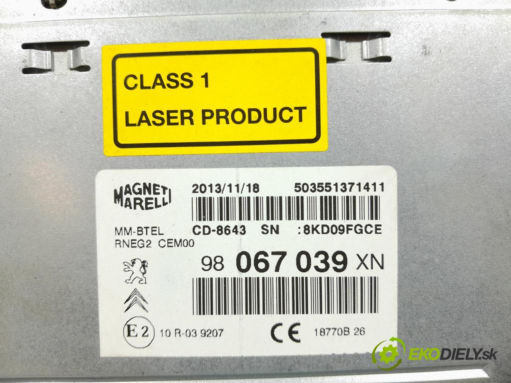 Peugeot 308 2013 Radio I Navigácia: 98067039XN