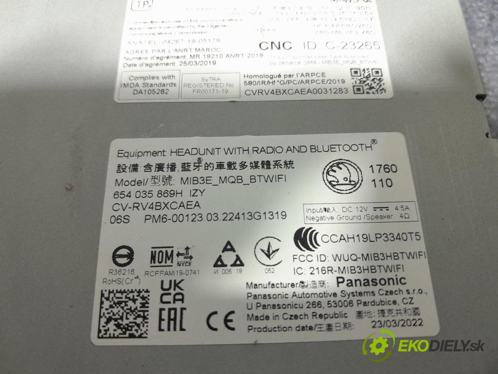 Skoda Kamiq 2022 Radio I Navigácia: 654035869H