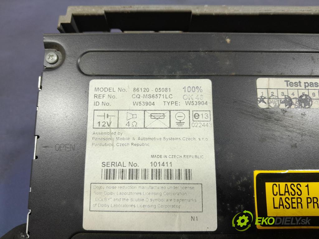 Toyota Avensis 2005 Radio I Navigace: 86120-05081