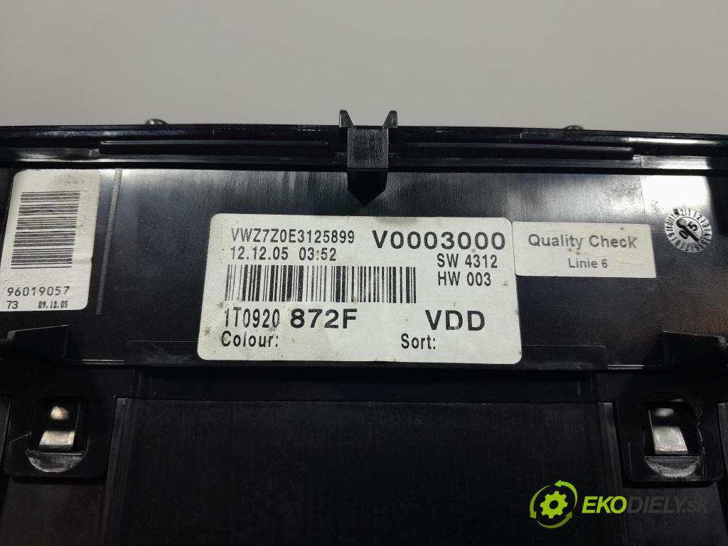 Vw Touran 2006 Přístrojová deska 1T0920872F