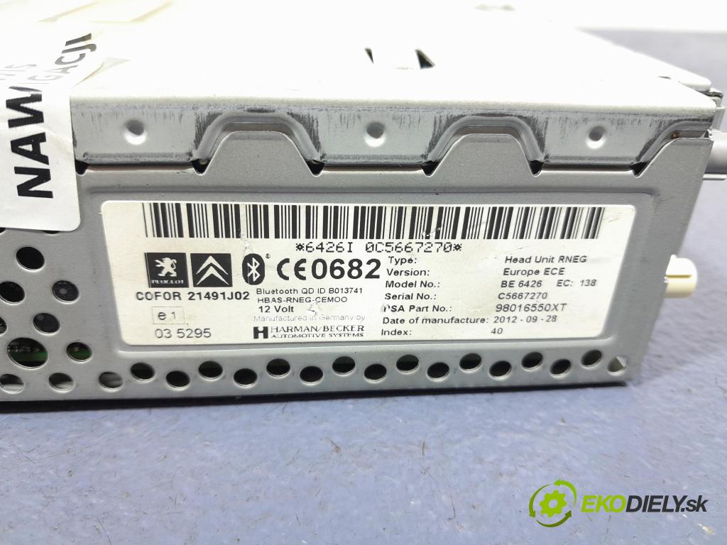 Peugeot 3008 2012 Radio I Navigácia: 98016550XT