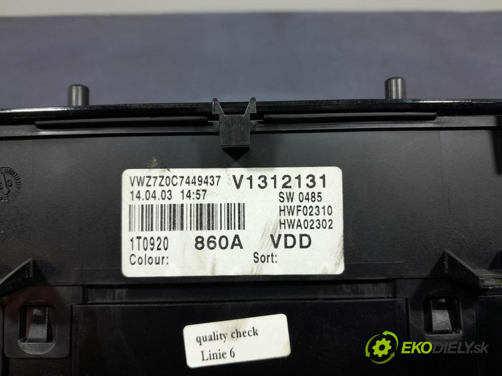 Vw Touran 2003 prístrojovka/ budíky 1T0920860A