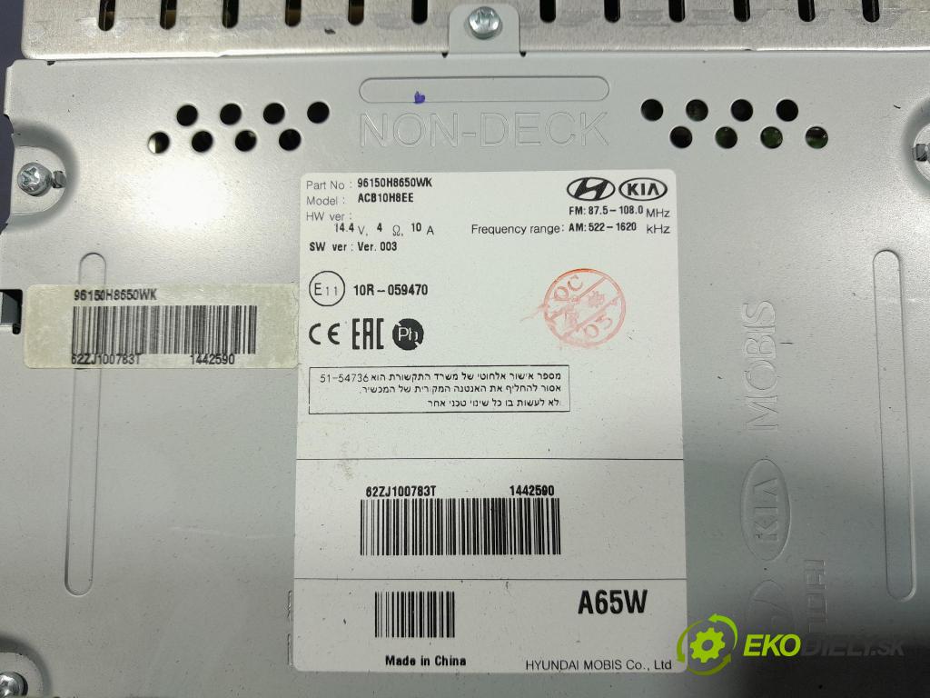 Kia Rio 2019 Radio I Navigace: 96150H8650WK