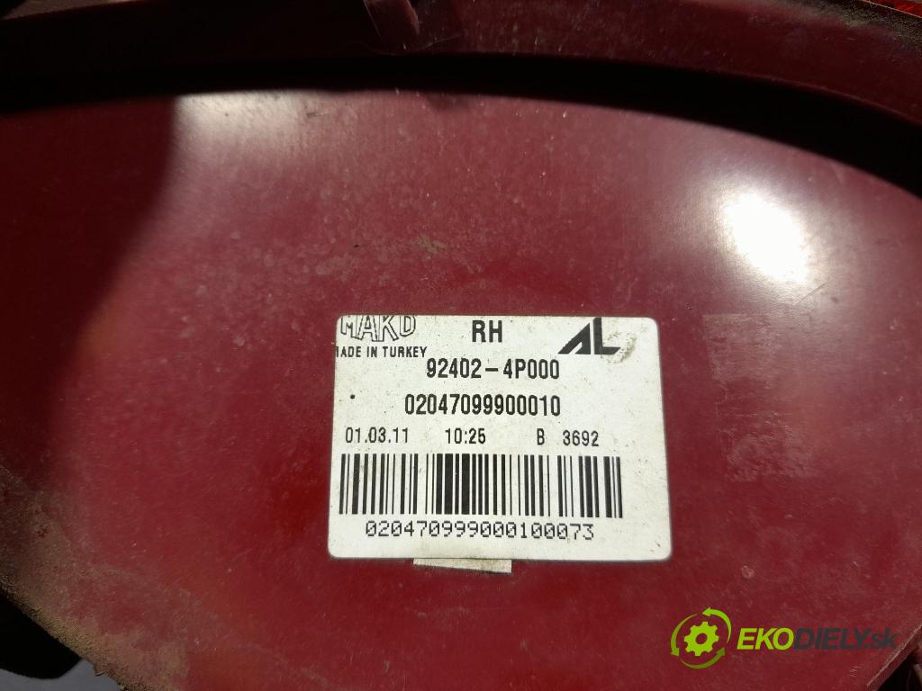 Hyundai I20 2011 svetlo / reflektor zad Prava: Vonkajsia: 92402-4P000
