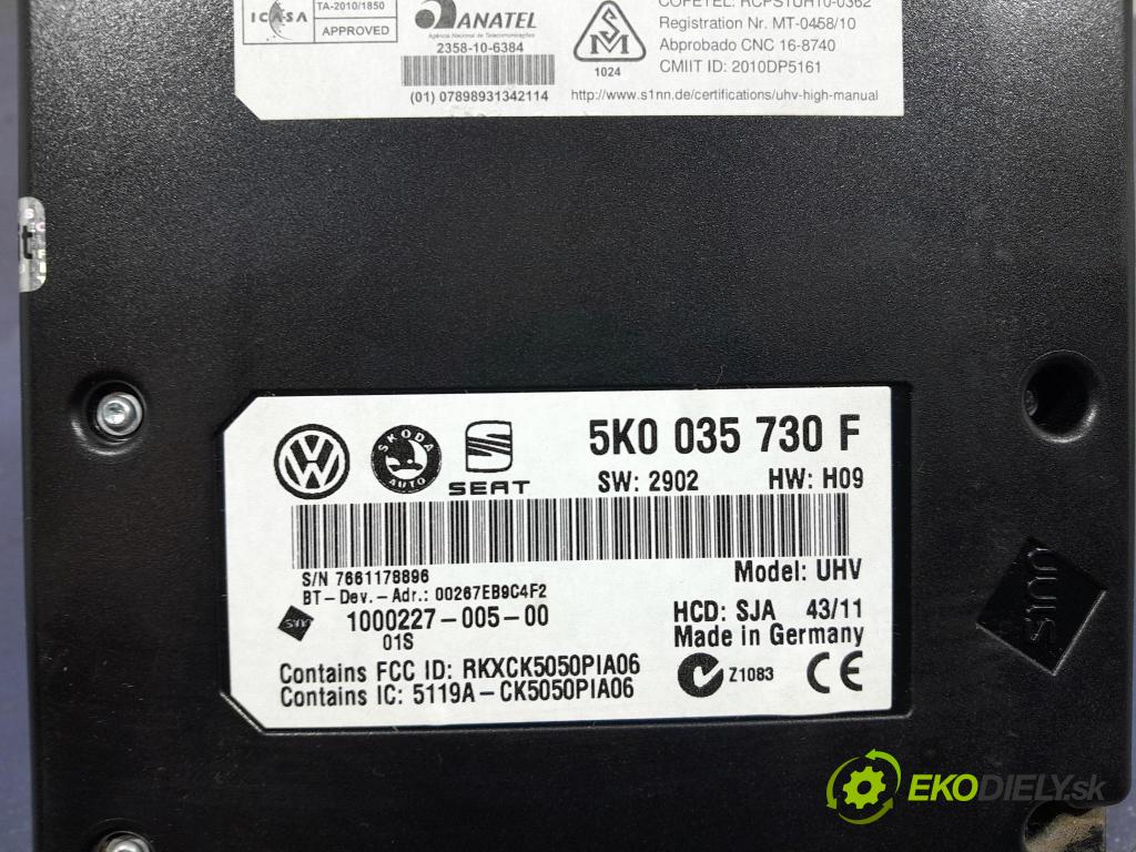 Vw Golf 2012 riadiaca jednotka Bluetooth: / Telefón: 5K0035730F