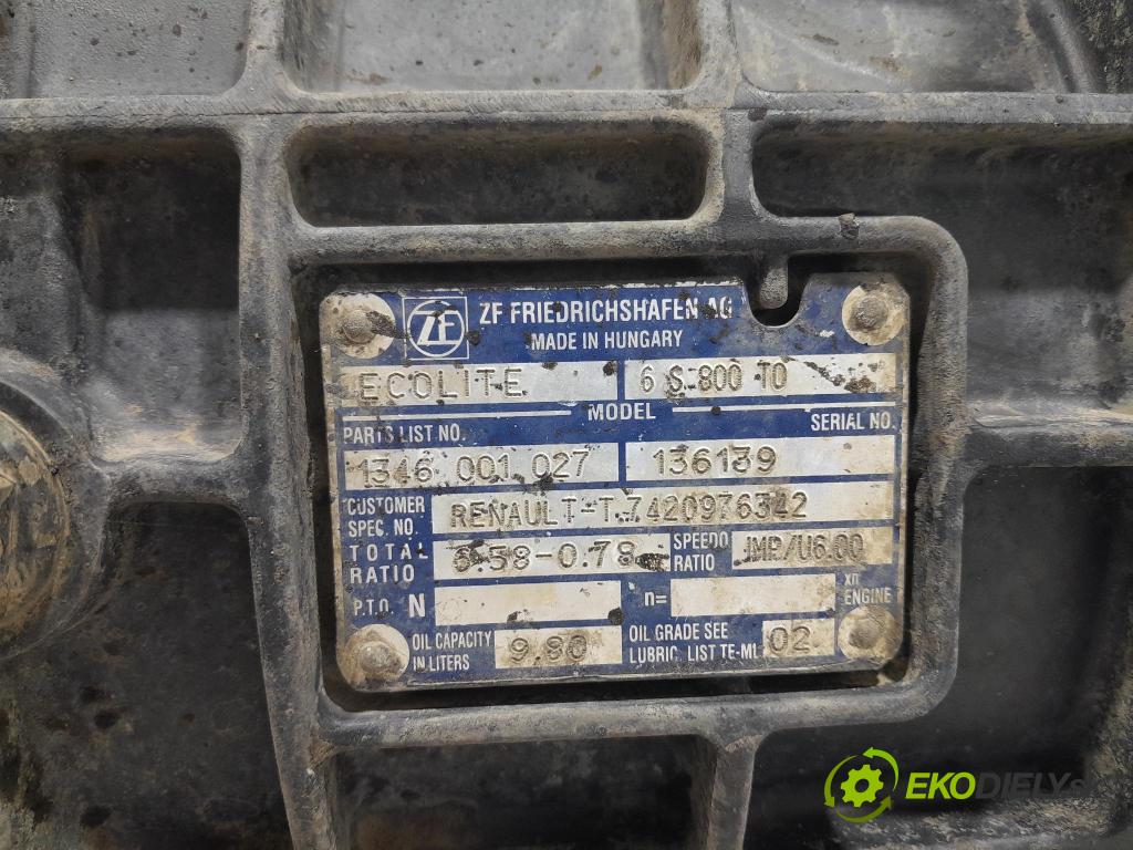Renault Midlum 2011 převodovka Ozubené kola: Manualna 6S800T0