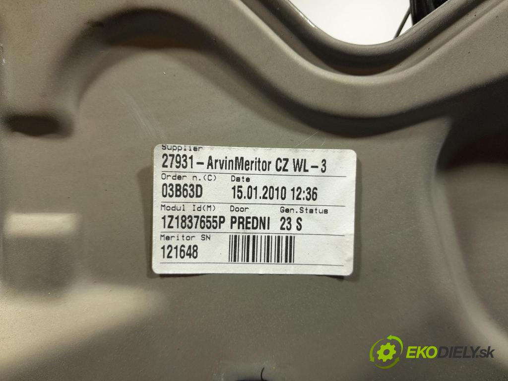 Skoda Octavia 2010 mechanizmus okna Okná: Predné Vľavo: 1Z1837655P